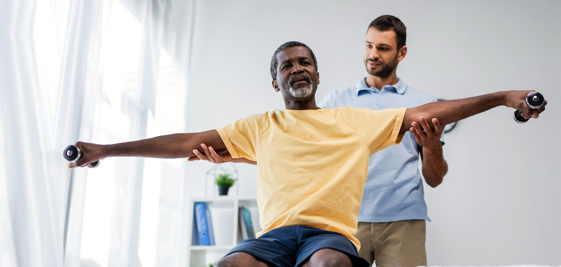 image of two men exercising